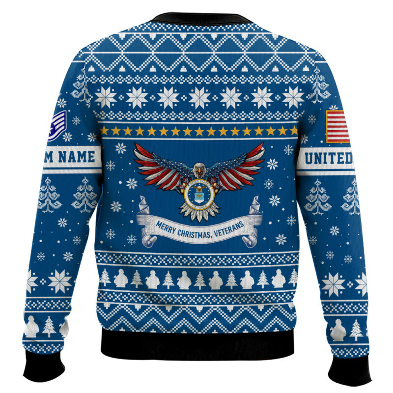 Hooktab US Air Force Proud Veteran - Custom Name And Rank Ugly Sweater Hooktab US Air Force Proud Veteran - Custom Name And Rank Ugly Sweater
