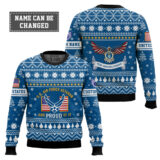 Hooktab US Air Force Proud Veteran - Custom Name And Rank Ugly Sweater