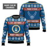Hooktab US Air Force Proud Veteran - Custom Name, Rank And Years Of Service Ugly Sweater