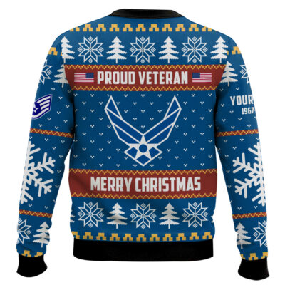 Hooktab US Air Force Proud Veteran – Custom Name, Rank And Years Of Service Ugly Sweater