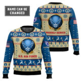 Hooktab US Air Force Proudly Served - Custom Name And Rank Ugly Sweater
