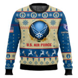 Hooktab US Air Force Proudly Served - Custom Name And Rank Ugly Sweater