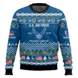 Hooktab US Air Force Proudly Served Veteran - Custom Name, Rank And Years Of Service Ugly Sweater