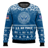 Hooktab US Air Force Remember-Honor-Respect - Custom Name, Rank And Years Of Service Ugly Sweater