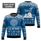 Hooktab US Air Force Remember-Honor-Respect - Custom Name, Rank And Years Of Service Ugly Sweater