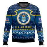 Hooktab US Air Force Santa's Favorite Veteran - Custom Name And Rank Ugly Sweater