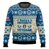 Hooktab US Air Force Santa's Favourite Veterans - Custom Name And Rank Ugly Sweater