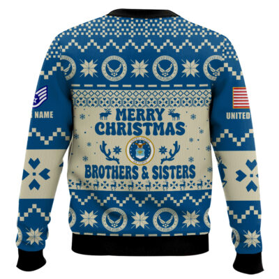 Hooktab US Air Force Santa’s Favourite Veterans – Custom Name And Rank Ugly Sweater
