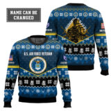 Hooktab US Air Force Strong And Brave - Custom Name And Rank Ugly Sweater
