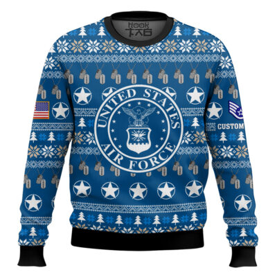 Hooktab US Air Force Thank My Brothers And Sisters That Never Came Back - Custom Name And Rank Ugly Sweater