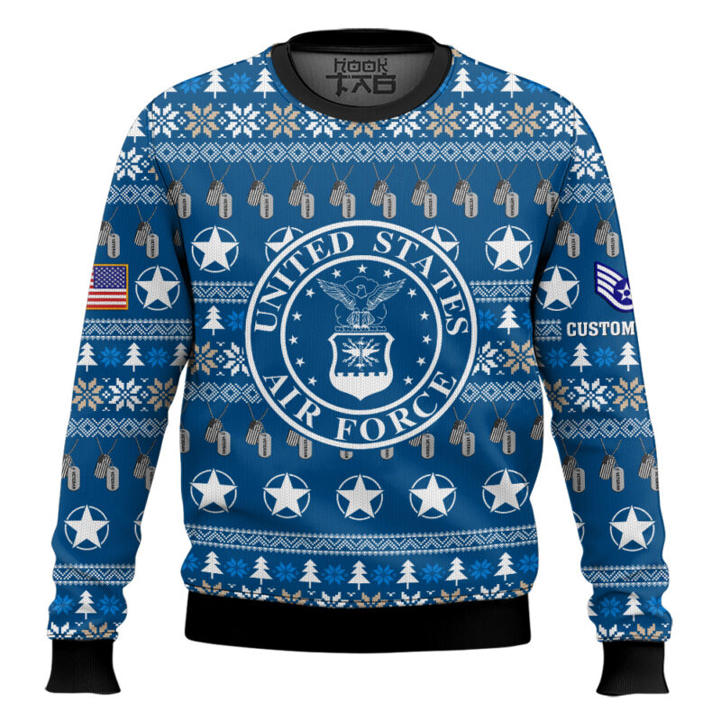 Hooktab US Air Force Thank My Brothers And Sisters That Never Came Back - Custom Name And Rank Ugly Sweater
