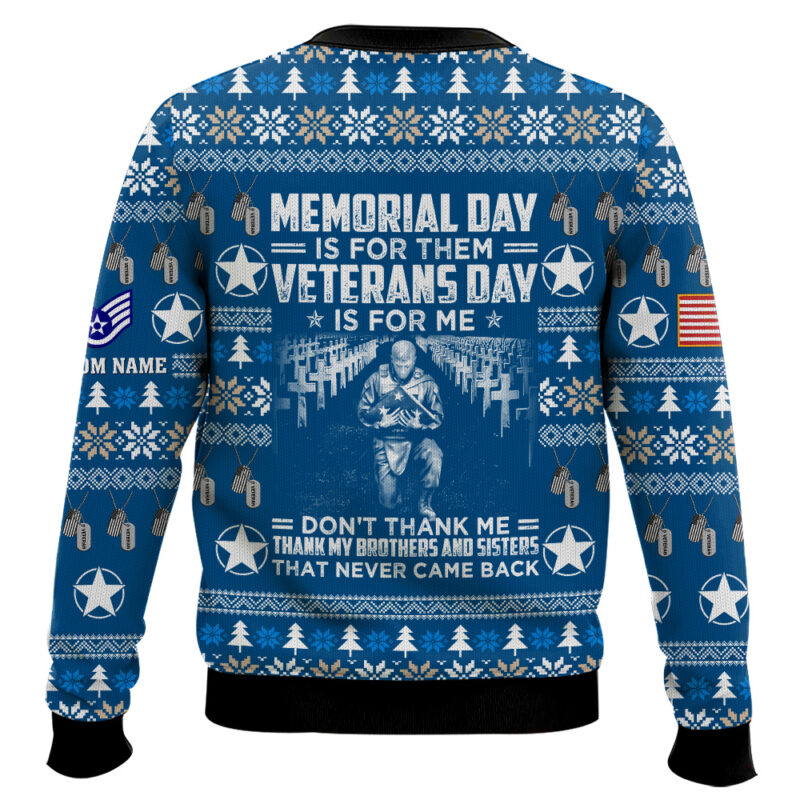 Hooktab US Air Force Thank My Brothers And Sisters That Never Came Back - Custom Name And Rank Ugly Sweater Hooktab US Air Force Thank My Brothers And Sisters That Never Came Back - Custom Name And Rank Ugly Sweater