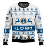 Hooktab US Air Force Veteran Proudly Served - Custom Name And Rank Ugly Sweater