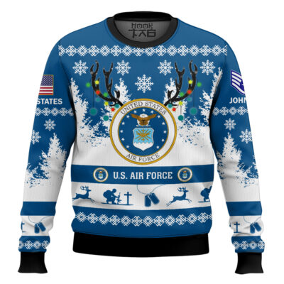 Hooktab US Air Force You'll Never Walk Alone - Custom Name and Rank Ugly Sweater