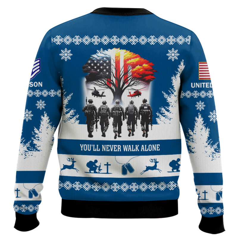 Hooktab US Air Force You'll Never Walk Alone - Custom Name and Rank Ugly Sweater Hooktab US Air Force You'll Never Walk Alone - Custom Name and Rank Ugly Sweater