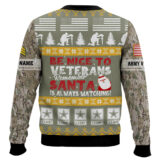 Hooktab US Army Be Nice To Veterans Remember Santa Is Always Watching - Custom Name And Rank Ugly Sweater