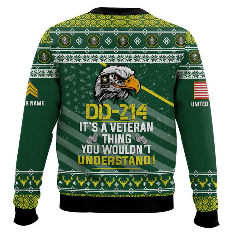 Hooktab US Army DD-214 It's A Veteran Thing You Wouldn't Understand - Custom Name And Rank Ugly Sweater Hooktab US Army DD-214 It's A Veteran Thing You Wouldn't Understand - Custom Name And Rank Ugly Sweater