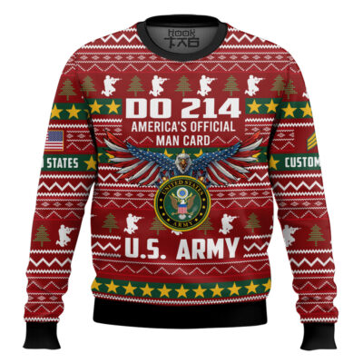 Hooktab US Army DD Form 214 - Custom Name And Rank Ugly Sweater