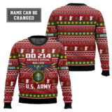 Hooktab US Army DD Form 214 - Custom Name And Rank Ugly Sweater