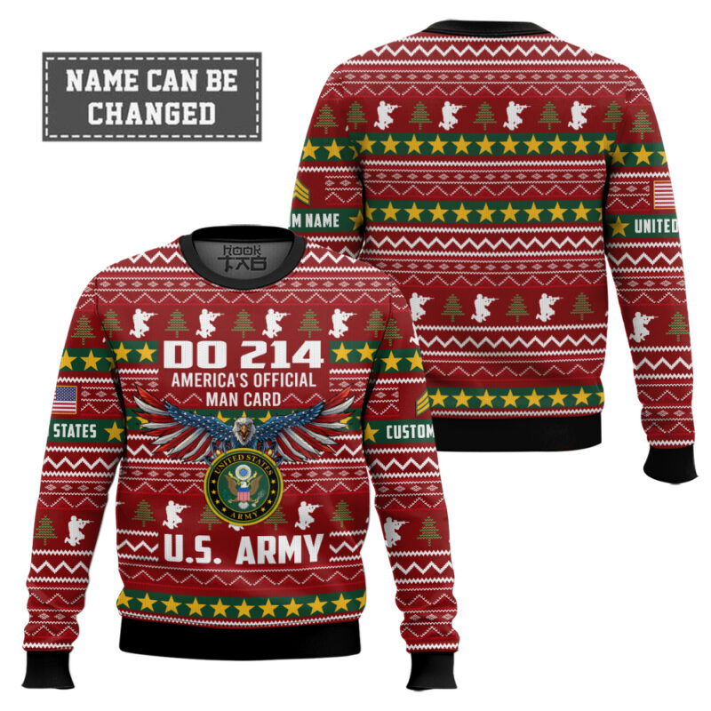 Hooktab US Army DD Form 214 - Custom Name And Rank Ugly Sweater Hooktab US Army DD Form 214 - Custom Name And Rank Ugly Sweater