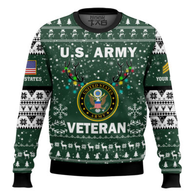 Hooktab US Army Freedom Is The Best Gift - Custom Name And Rank Ugly Sweater