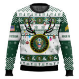 Hooktab US Army God Found The Strongest Men And Made Them Veteran - Custom Name And Rank Ugly Sweater