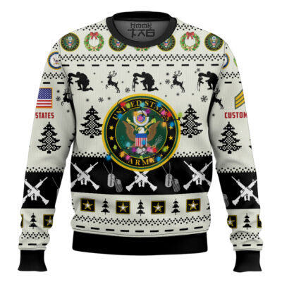 Hooktab US Army Honor the Fallen! - Custom Name And Rank Ugly Sweater