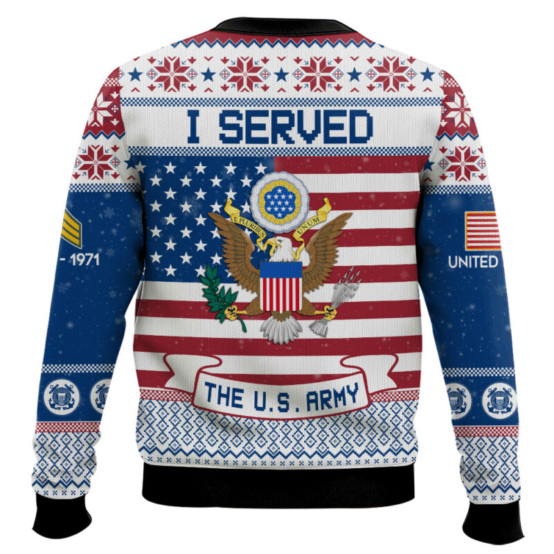 Hooktab US Army I Served - Custom Name, Rank And Years Of Service Ugly Sweater Hooktab US Army I Served - Custom Name, Rank And Years Of Service Ugly Sweater