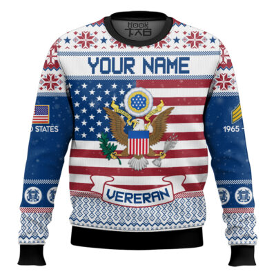 Hooktab US Army I Served - Custom Name, Rank And Years Of Service Ugly Sweater