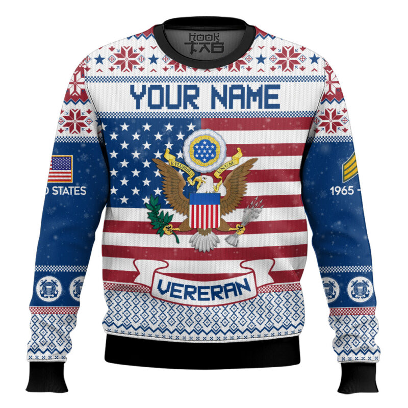 Hooktab US Army I Served - Custom Name, Rank And Years Of Service Ugly Sweater