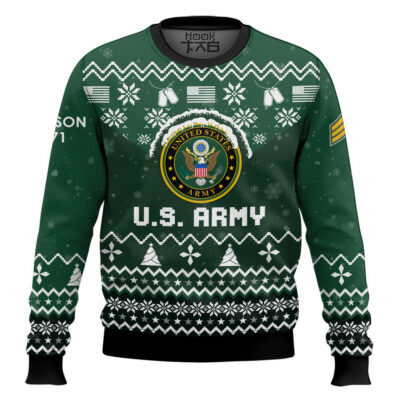 Hooktab US Army I Served My Country - Custom Name, Rank And Years Of Service Ugly Sweater