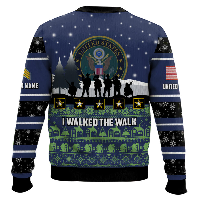 Hooktab US Army I Walked The Walk - Custom Name And Rank Ugly Sweater Hooktab US Army I Walked The Walk - Custom Name And Rank Ugly Sweater