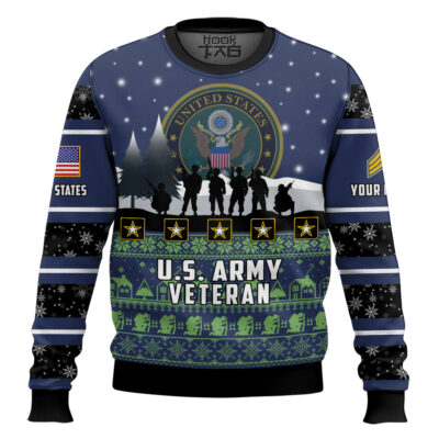 Hooktab US Army I Walked The Walk - Custom Name And Rank Ugly Sweater