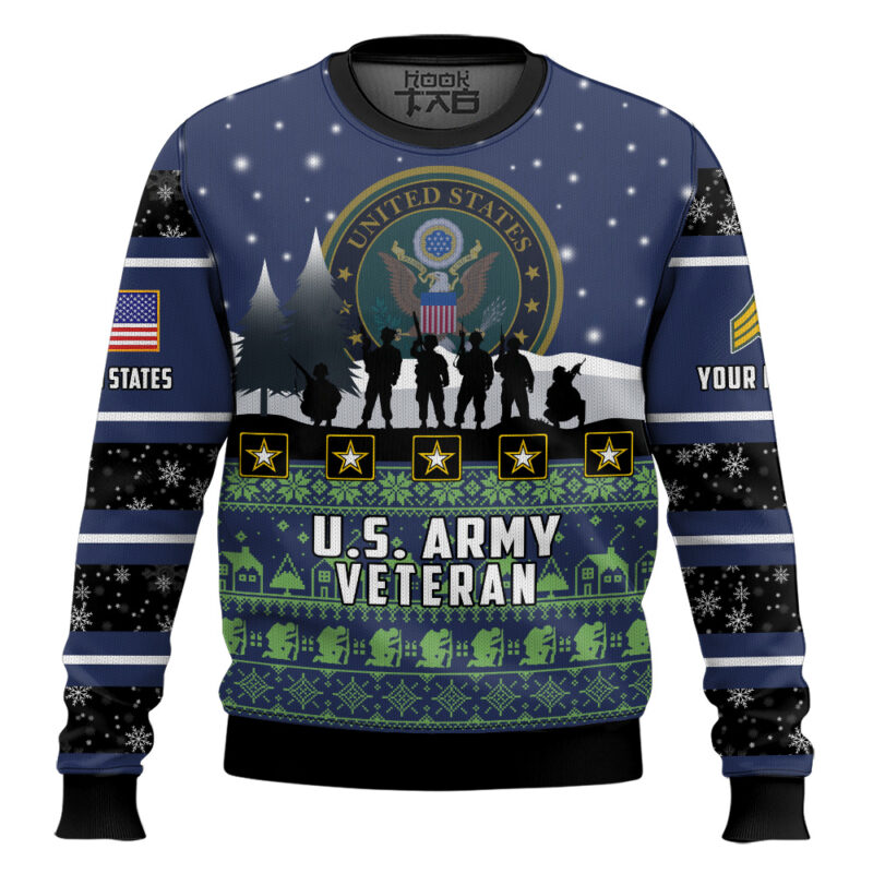 Hooktab US Army I Walked The Walk - Custom Name And Rank Ugly Sweater