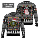 Hooktab US Army I'm A Veteran, Of Course I'm On The Nice List - Custom Name And Rank Ugly Sweater