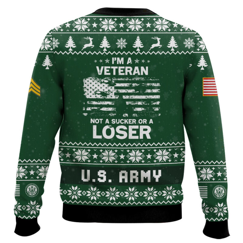 Hooktab US Army I'm Veteran Not A Sucker Or A Loser - Custom Name, Rank And Year Of Service Ugly Sweater Hooktab US Army I'm Veteran Not A Sucker Or A Loser - Custom Name, Rank And Year Of Service Ugly Sweater