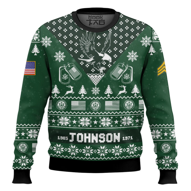 Hooktab US Army I'm Veteran Not A Sucker Or A Loser - Custom Name, Rank And Year Of Service Ugly Sweater
