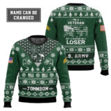 Hooktab US Army I'm Veteran Not A Sucker Or A Loser - Custom Name, Rank And Year Of Service Ugly Sweater
