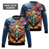 Hooktab US Army Liberty Eagle - Custom Name, Rank And Years Of Service Ugly Sweater