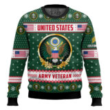 Hooktab US Army Merry Christmas Brothers And Sisters - Custom Name And Rank Ugly Sweater