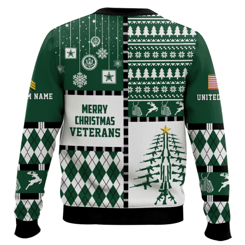 Hooktab US Army Merry Christmas Veteran - Custom Name And Rank Ugly Sweater Hooktab US Army Merry Christmas Veteran - Custom Name And Rank Ugly Sweater