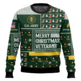 Hooktab US Army Merry Christmas Veterans - Custom Name And Rank Ugly Sweater