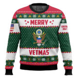 Hooktab US Army Merry Vetmas - Custom Name And Years Of Service Ugly Sweater