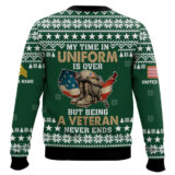 Hooktab US Army My Time In Uniform Is Over But Being A Veteran Never Ends - Custom Name And Rank Ugly Sweater