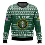 Hooktab US Army My Time In Uniform Is Over But Being A Veteran Never Ends - Custom Name And Rank Ugly Sweater