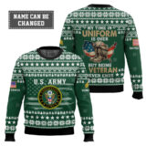 Hooktab US Army My Time In Uniform Is Over But Being A Veteran Never Ends - Custom Name And Rank Ugly Sweater