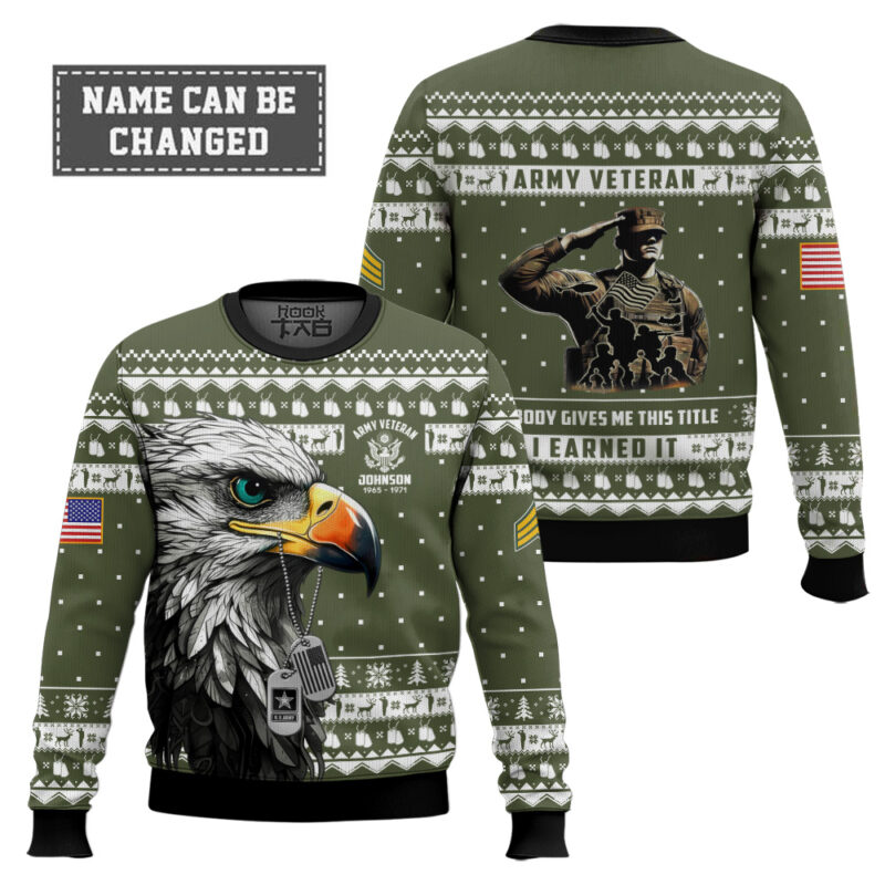 Hooktab US Army Nobody Gives Me This Title I Earned It - Custom Name, Rank And Years Of Service Ugly Sweater Hooktab US Army Nobody Gives Me This Title I Earned It - Custom Name, Rank And Years Of Service Ugly Sweater