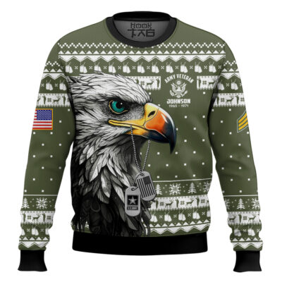 Hooktab US Army Nobody Gives Me This Title I Earned It - Custom Name, Rank And Years Of Service Ugly Sweater