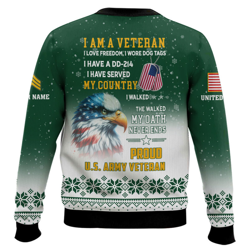 Hooktab US Army One More Beer For The Veteran Here - Custom Name And Rank Ugly Sweater Hooktab US Army One More Beer For The Veteran Here - Custom Name And Rank Ugly Sweater