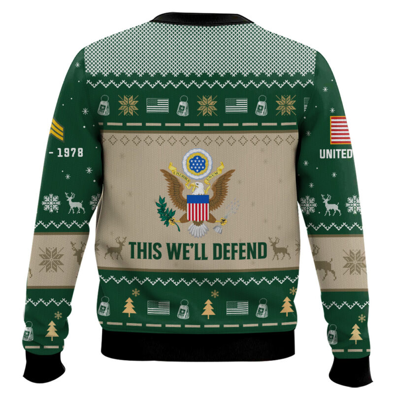 Hooktab US Army Proud Motto - Custom Name, Rank And Years Of Service Ugly Sweater Hooktab US Army Proud Motto - Custom Name, Rank And Years Of Service Ugly Sweater